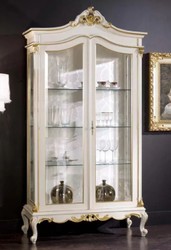 Casa Padrino Luxus Barock Vitrine Wei Gold Handgefertigter