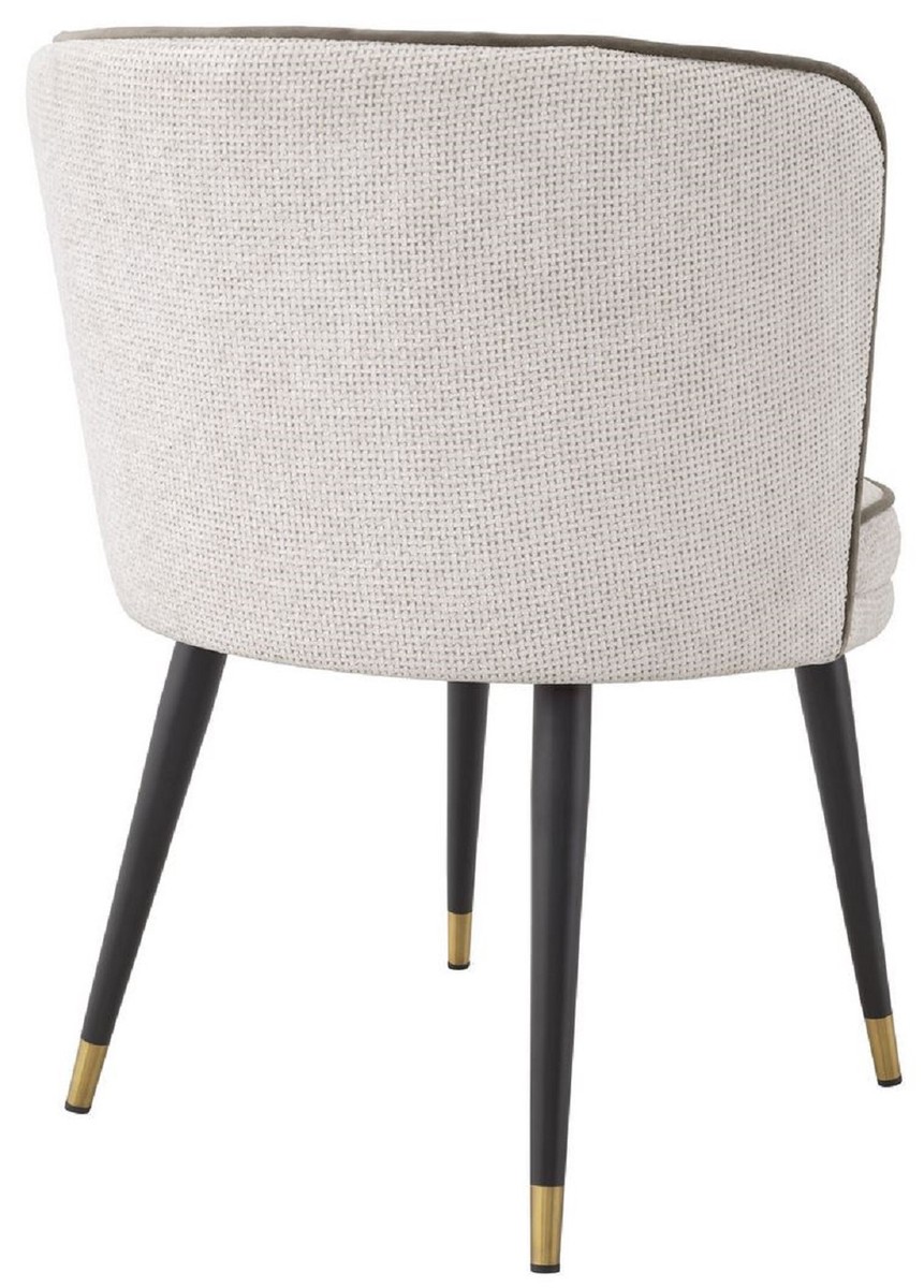 Casa Padrino Luxury Dining Chair White / Gray / Black / Brass 62 x 62 x H. 76 cm - Swivel Kitchen Chair - Swivel Chair - Vintage Retro Chair - Dining Room Furniture
