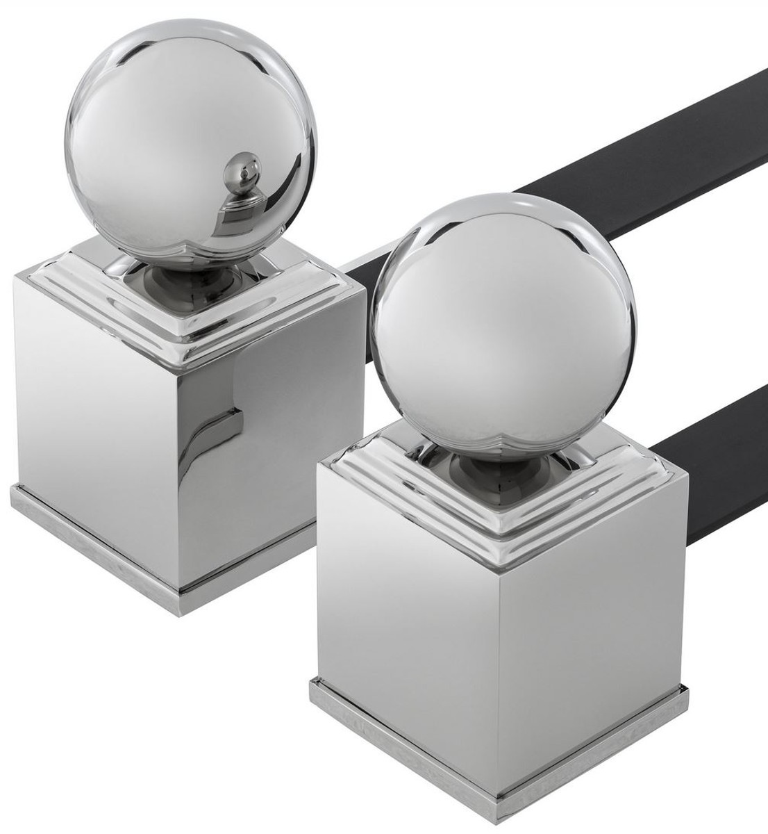 Casa Padrino set da andiron di lusso argento / nero 52 x 12,5 x A. 27 cm - Accessori per Caminetti - Collezione di Lusso