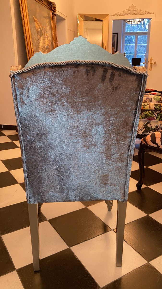 Chaise de Luxe Baroque Casa Padrino avec Accoudoirs Noir / argent - Chaise  de Coiffeuse pour Dames - Edition Limitée