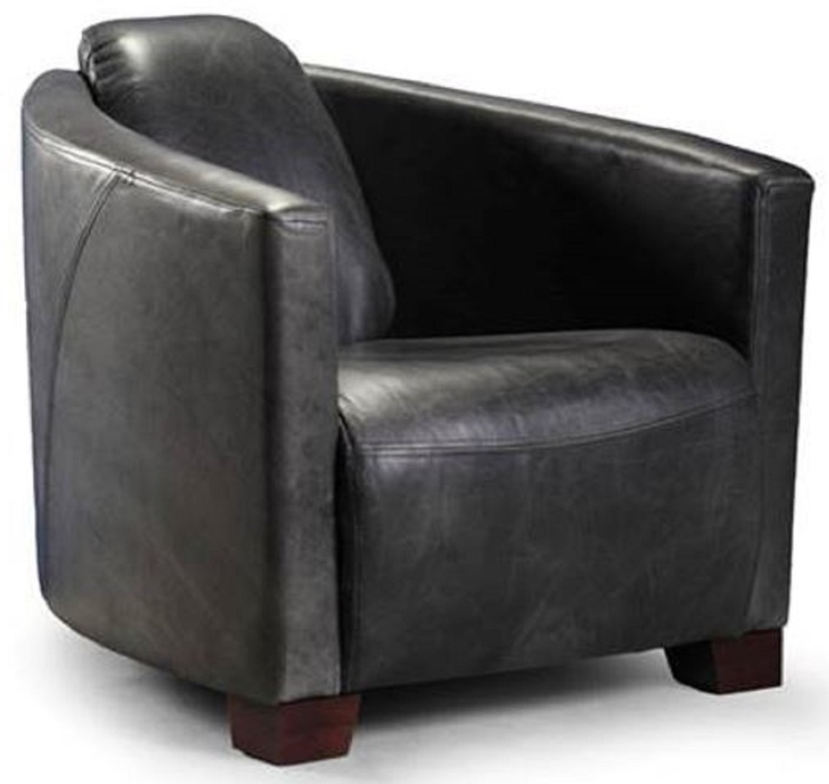 Casa Padrino fauteuil baroque de luxe en cuir marron foncé / marron -  Fauteuil de salon en cuir