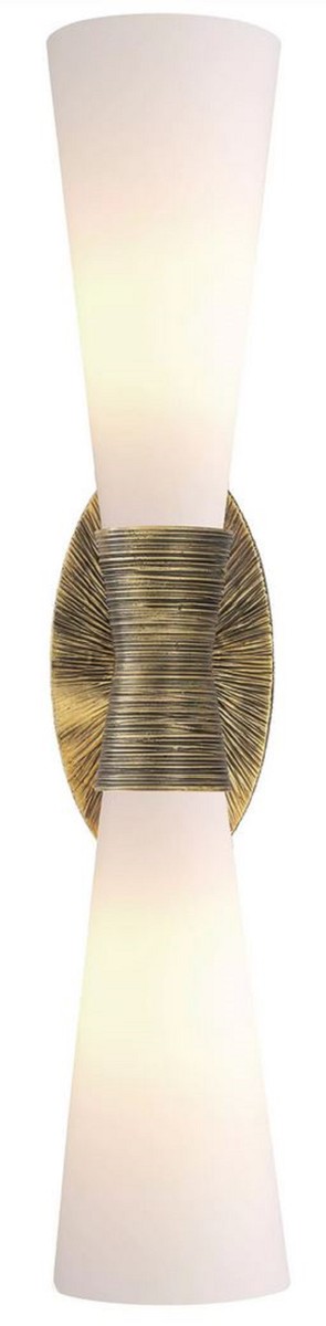 Casa Padrino applique murale double de luxe laiton vintage / blanc 12 x 15,5 x H. 62,5 cm - Applique Murale Hôtel & Restaurant - Collection de Luxe
