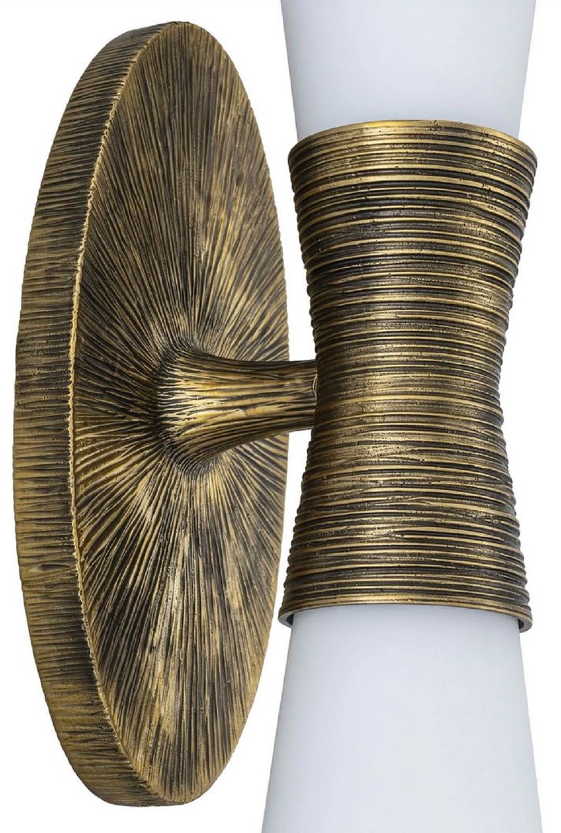 Casa Padrino applique murale double de luxe laiton vintage / blanc 12 x 15,5 x H. 62,5 cm - Applique Murale Hôtel & Restaurant - Collection de Luxe
