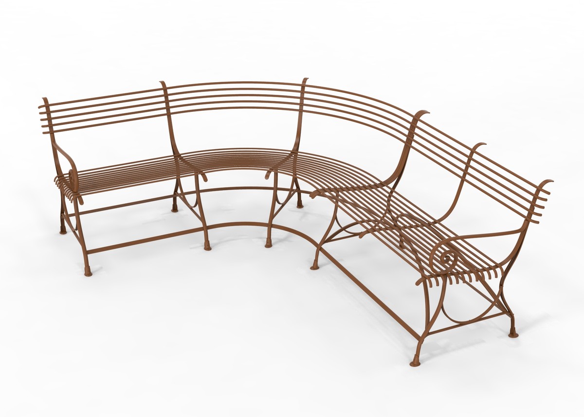 Casa Padrino Jugendstil Gartenbank 250 x 210 x H. 90 cm - Verschiedene Farben - Gebogene Schmiedeeisen Bank mit Pferdehuf Füßen - Jugendstil Schmiedeeisen Garten & Terrassen Möbel