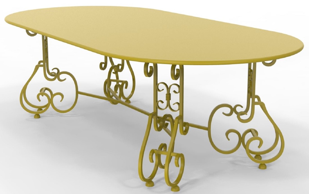 Casa Padrino Jugendstil Gartentisch 245 x 120 x H. 73,5 cm - Verschiedene Farben - Ovaler Schmiedeeisen Garten & Terrassen Tisch - Jugendstil Schmiedeeisen Garten & Terrassen Möbel