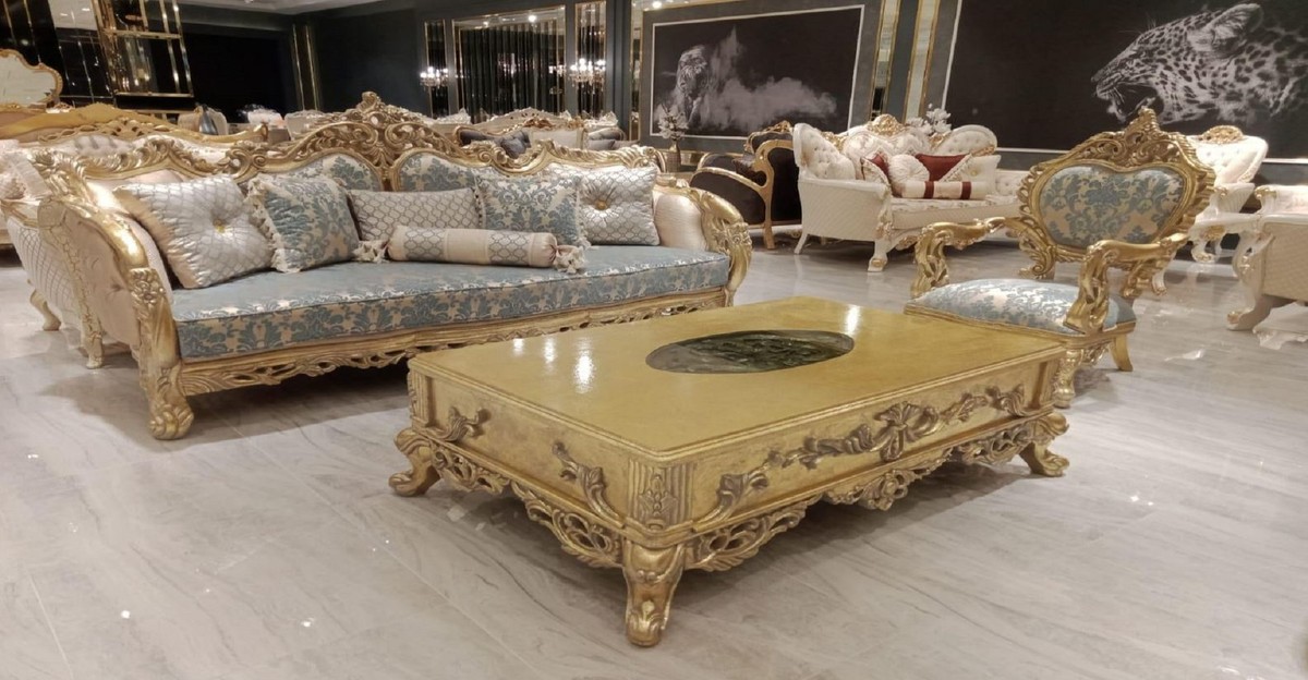 Casa Padrino poltrona barocco rosa / bianco / oro 97 x 85 x A. 105 cm -  Poltrona da salotto in stile barocco con strass - Mobili Barocchi