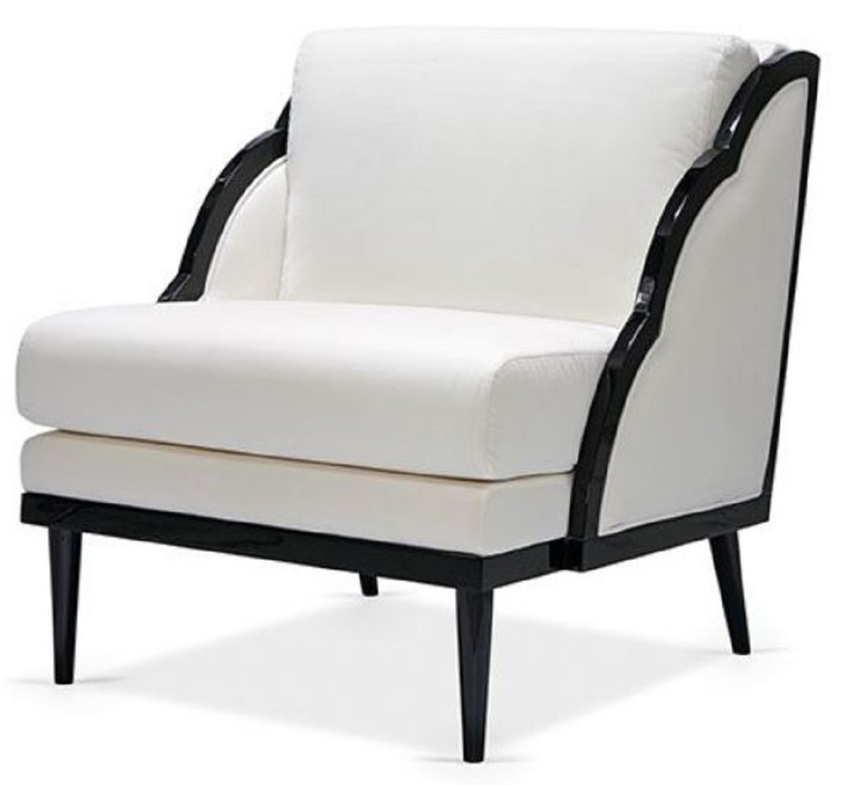Casa Padrino Luxury Art Deco Velvet Armchair White Black 79 X 99 X H