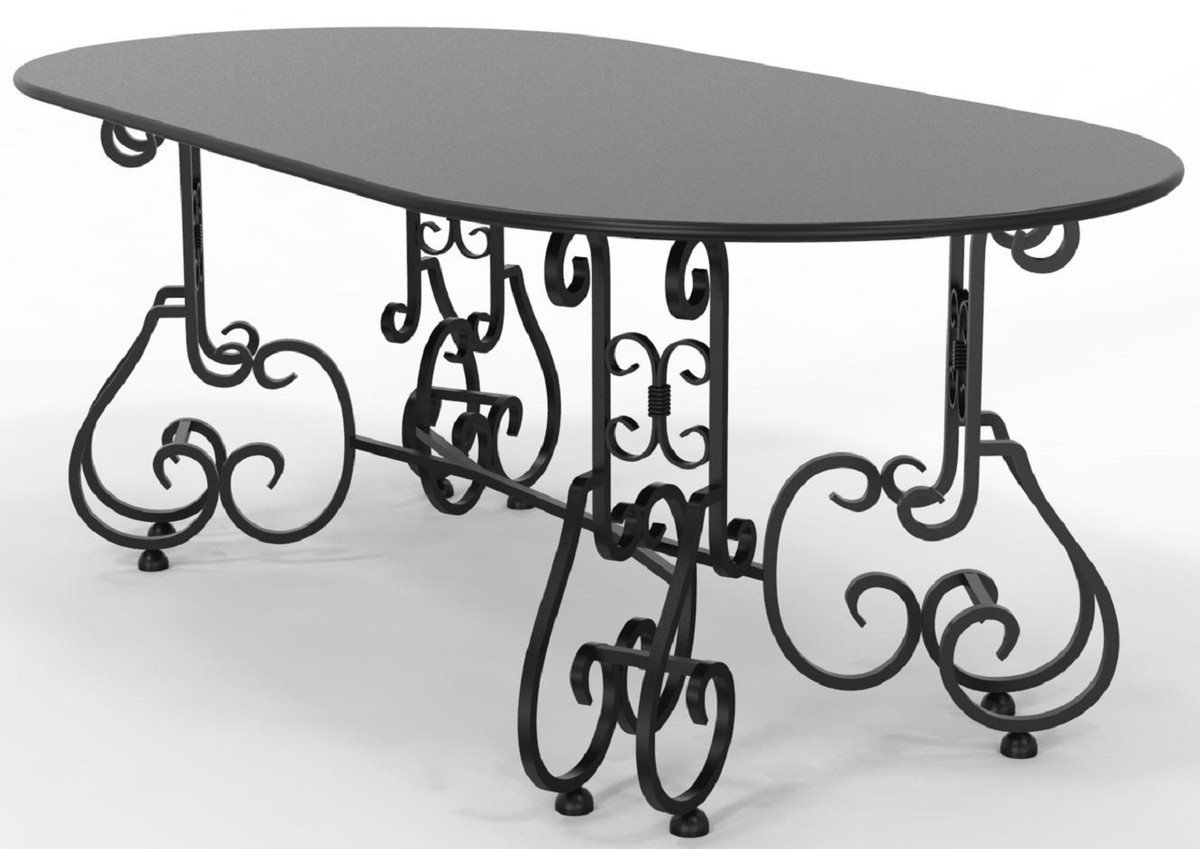 Casa Padrino Jugendstil Gartentisch 200 x 100 x H. 73,5 cm - Verschiedene Farben - Ovaler Schmiedeeisen Garten & Terrassen Tisch - Jugendstil Schmiedeeisen Garten & Terrassen Möbel