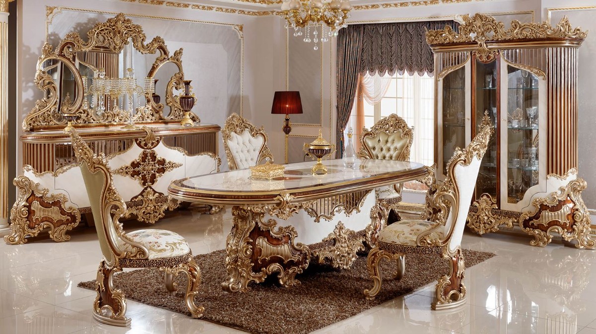 Casa Padrino Baroque Luxury Porcelain Jewelry Box, Box with Lid White /  Gold - Luxury Decoration | Casa Padrino