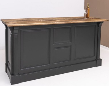 Casa Padrino bancone bar in stile country nero / marrone 191 x 68 x A. 95 cm  - Tavolo bar in legno massello - Mobile bar in legno massello in stile  country