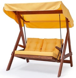 Casa Padrino Luxus Hollywood Schaukel Gelb / Braun Moderne