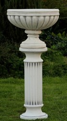 Casa Padrino Barock Säule mit Blumentopf Weiß / Grau Ø 54 x H. 114 cm