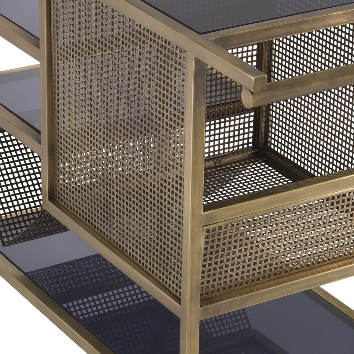 Luxus Trolley Servierwagen Vintage Messing Grau Luxury Serving Trolley Vintage Brass Gray