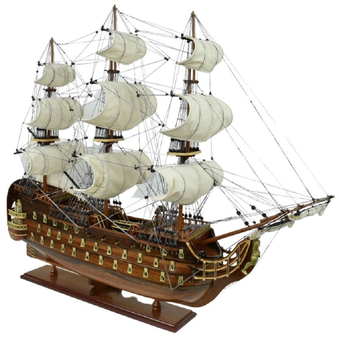 Casa Padrino buque insignia Napoleón marrón 102 x 30 x A. 75 cm - Barco  decorativo hecho a mano - Barco de madera - Velero - Barco de guerra -  Maqueta de barco - Decoración de salón