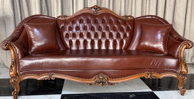 Casa Padrino luxury baroque leather sofa dark brown / brown