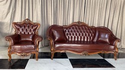 Casa Padrino luxury baroque leather sofa dark brown / brown