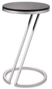 Casa Padrino Designer Beistelltisch mit Marmorplatte Ø 60 cm Grau / Silber  H. 33 cm - Unikat