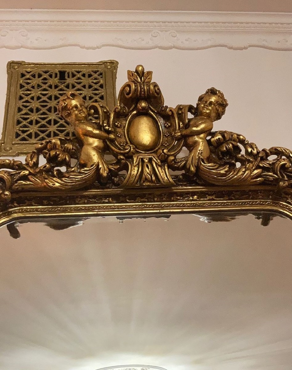 Casa Padrino specchio da terra Art Nouveau di lusso oro antico