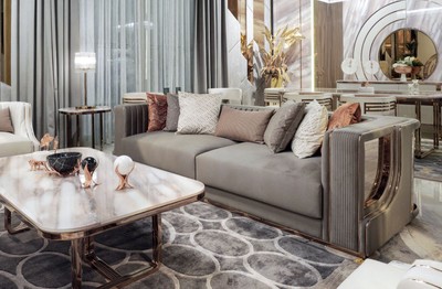 Casa Padrino sofá de terciopelo de lujo púrpura / plata 305 x 97 x A. 74-95  cm - Sofá de salón con reposacabezas ajustables - Muebles de salón -  Muebles de lujo - Interior de lujo