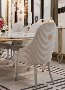 Casa Padrino set di 8 sedie da pranzo Art Déco di lusso beige / marrone  scuro / oro 58 x 65 x A. 90 cm - Mobili da Pranzo e Ristorante Art Déco -  Qualità di Lusso