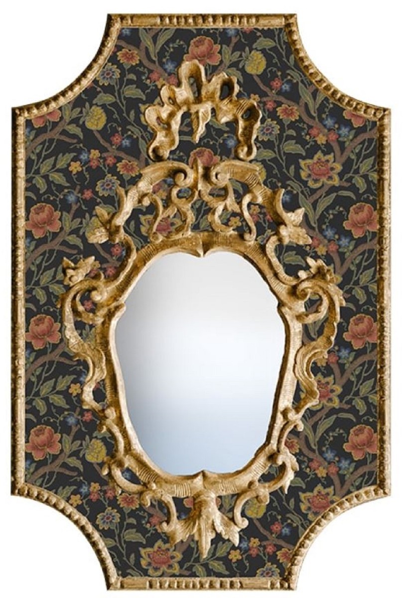 Casa Padrino Specchio Barocco Nero / Oro 104,5 x H. 128 cm - Magnifico  Specchio a Muro Fatto a Mano con Cornice Decorativa e Splendide Decorazioni