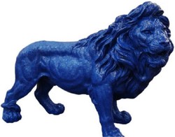 Casa Padrino Luxus Deko Skulptur Löwe Blau 100 x H. 68 cm Große Deko