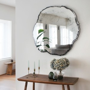 Casa Padrino specchio da parete di lusso nel design a fetta d'albero bianco  / nero 101 x 2,5 x A. 98 cm - Specchio da soggiorno - Specchio per camera  da letto - Specchio per guardaroba