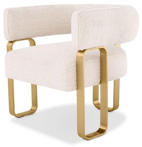 Casa Padrino sillón de lujo crema / latón 73 x 66 x A. 70 cm - Sillón de salón - Sillón de hotel - Muebles de salón - Muebles de hotel - Muebles de lujo - Interiores de salón - Interiores de lujo
