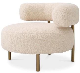 Casa Padrino sillón de lujo crema / latón 85 x 80 x A. 65 cm - Sillón de salón - Sillón de hotel - Muebles de salón - Muebles de hotel - Muebles de lujo - Interiores de salón - Interiores de lujo