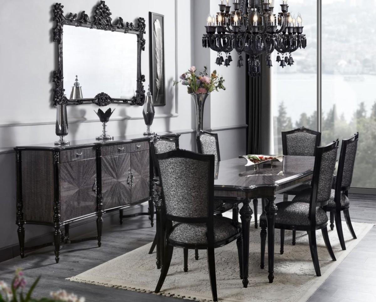 Casa Padrino set da sala da pranzo barocco di lusso grigio / nero