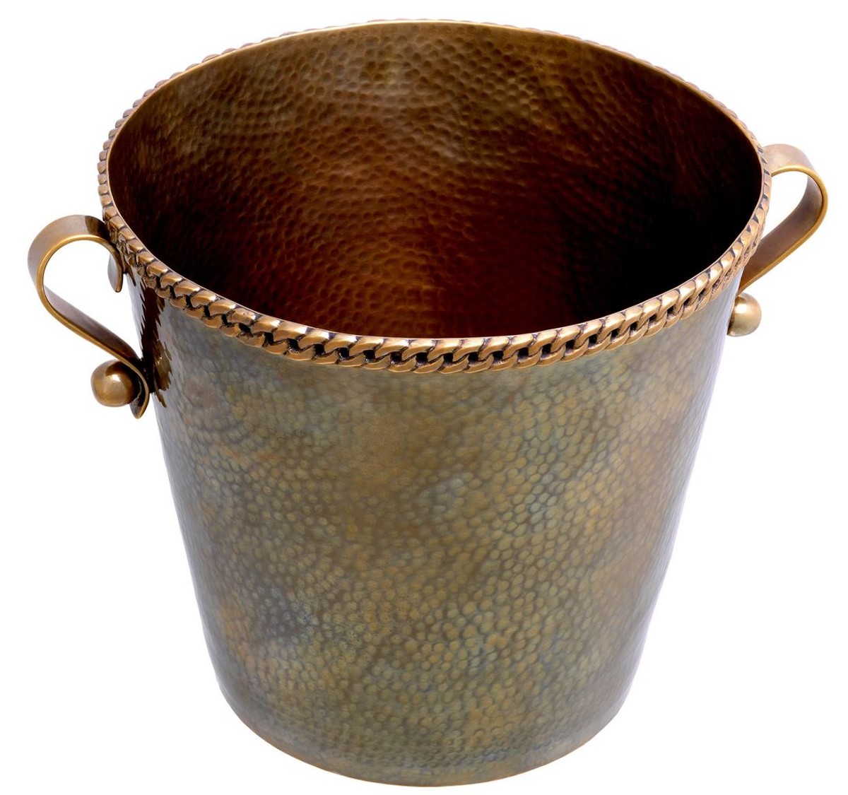 Casa Padrino refroidisseur de vin de luxe avec 2 poignées laiton vintage Ø 25,5 x H. 23,5 cm - Refroidisseur de champagne - Accessoires gastronomie - Accessoires restaurant - Accessoires d'hôtel