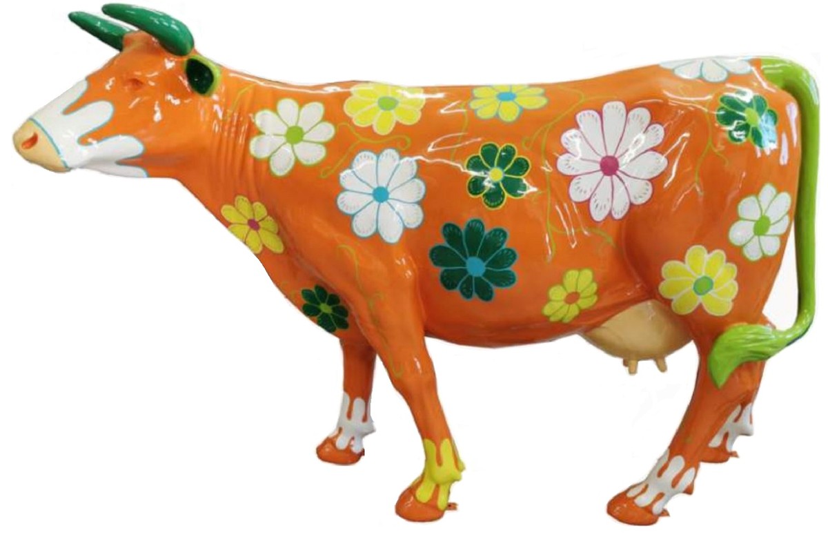 Casa Padrino luxury decorative sculpture cow orange / multicolored ...