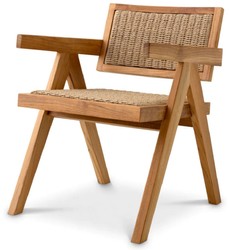 Casa Padrino conjunto de sillas de comedor de lujo de 4 con reposabrazos  azul / natural 56