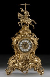 Casa Padrino orologio da tavolo barocco di lusso oro 25 x A. 42 cm -  Orologio in bronzo fatto a mano stile barocco - Orologio da tavolo barocco  - Decorazione da tavolo barocco