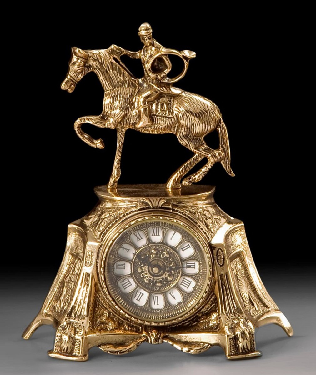 Casa Padrino Luxus Barock Tischuhr Gold 29 x H. 62 cm - Handgefertigte  Bronze Uhr im Barockstil - Barock Schreibtischuhr - Barock Schreibtisch  Deko - Barock Deko Accessoires - Barockstil Uhren