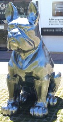 Casa Padrino Luxus Deko Skulptur Hund Bulldogge Silber 220 x 130 x H. 250  cm - Riesige Garten Skulptur - Riesige Garten Figur - XXL Deko Skulptur -  XXL Deko Figur - XXL Tierfigur