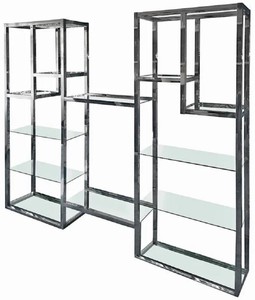 Casa Padrino armario estante de metal con baldas de cristal plata 50 x 45 x  A. 190 cm - Armario de salón - Muebles de salón - Muebles de metal -  Muebles de lujo