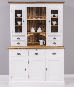 Casa Padrino armadio da pranzo in stile country bianco / marrone 137 x 50 x  A. 197 cm - Armadio da cucina legno massello - Mobili per sala da pranzo stile  country - Arredamenti stile country