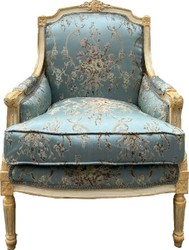 Casa Padrino Barock Lounge Thron Sessel Empire Blau Muster Gold