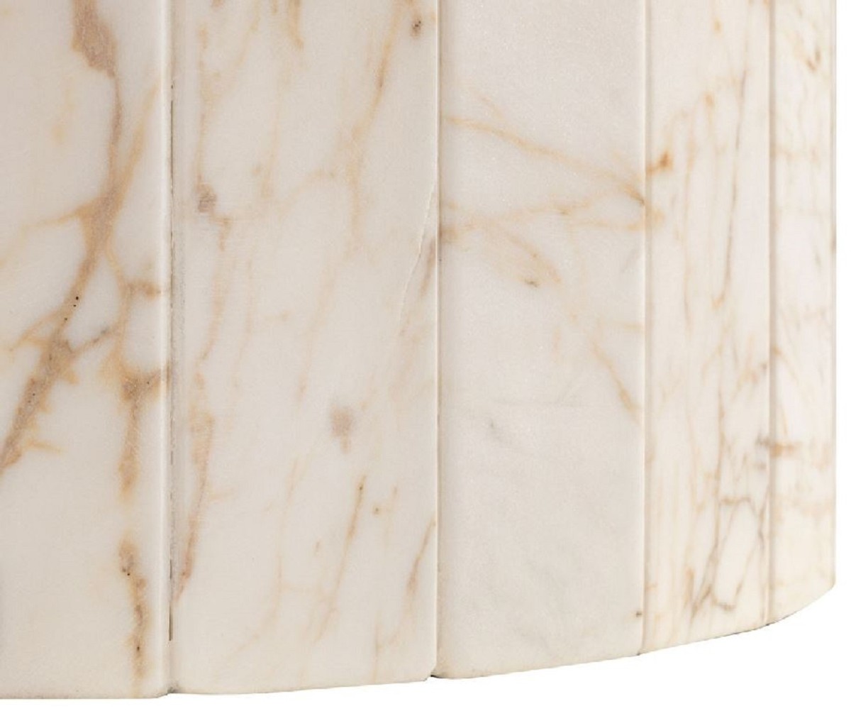 Casa Padrino tavolino di lusso bianco Ø 46,5 x A. 60 cm - Tavolino rotondo  in marmo di Carrara di alta qualità - Mobili di Lusso