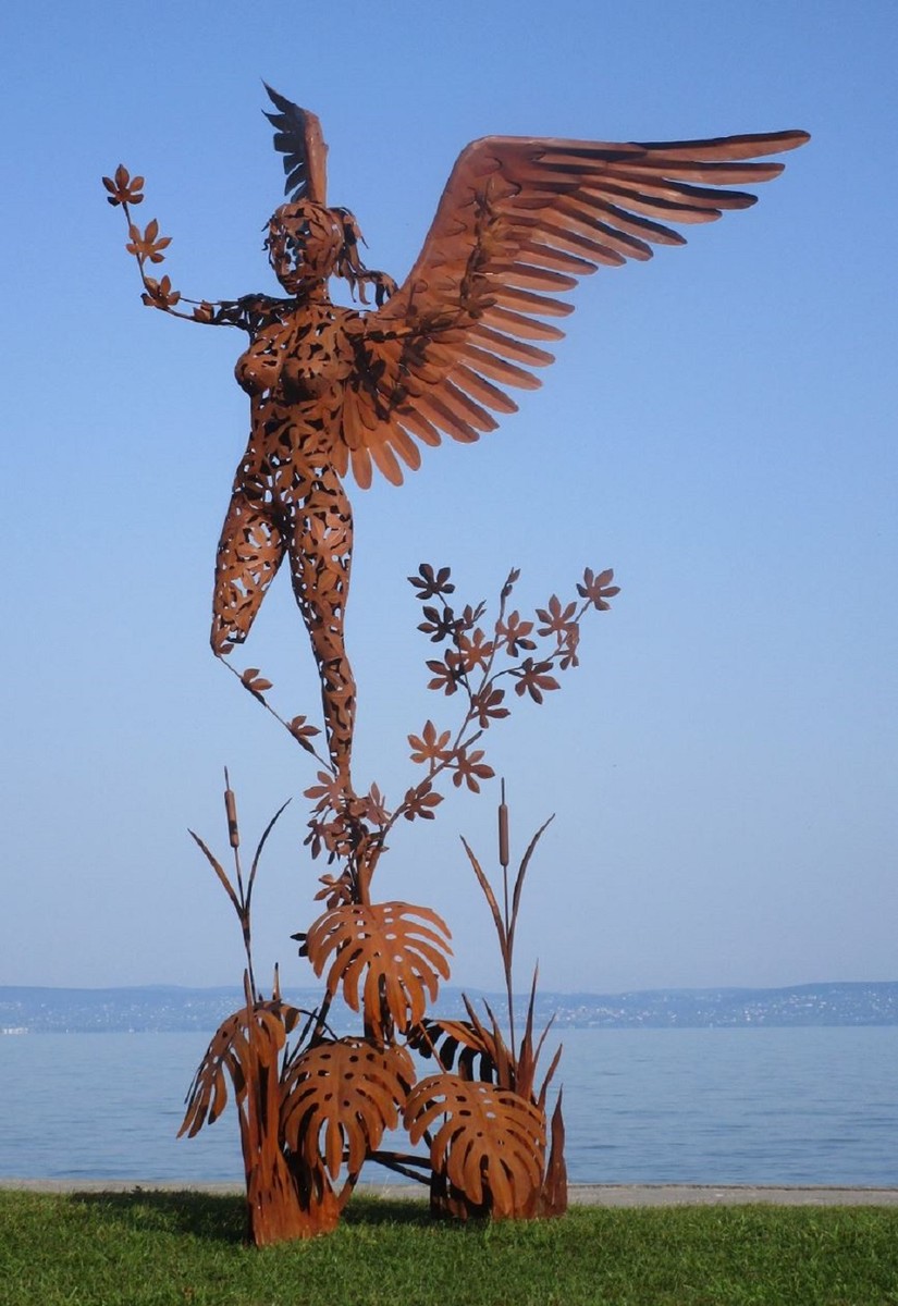 Casa Padrino sculpture de décoration de jardin de luxe dragon rouille 290 x  180 x H. 235 cm - Immense figurine de décoration en acier - Décoration  Figurine de Jardin d'Hôtel