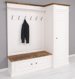 Casa Padrino armadio in legno massello stile country bianco / marrone 205 x  65 x A. 210 cm - Armadio legno massello - Armadio ingresso - Mobili armadio  - Mobili stile country