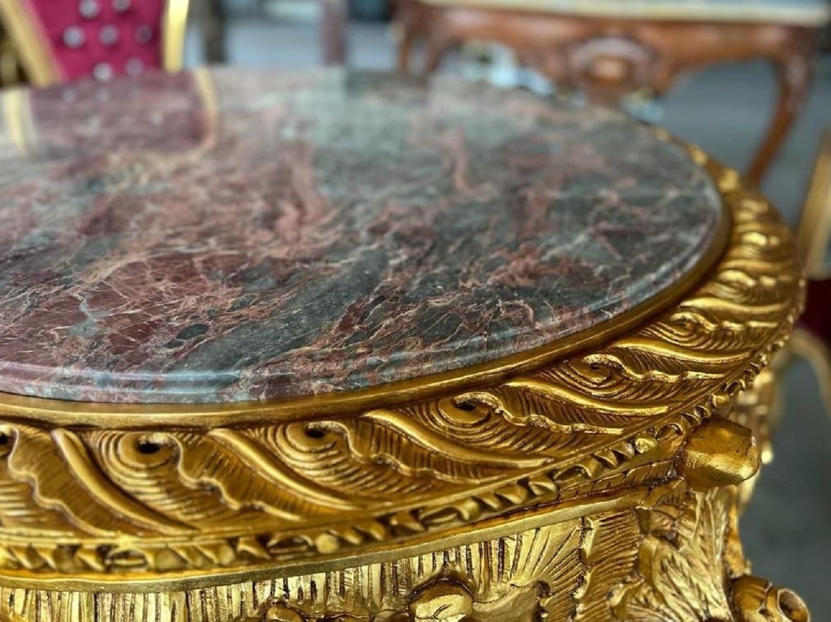 Casa Padrino tavolo da pranzo barocco oro / grigio-marrone - Tavolo da  pranzo rotondo in legno massello