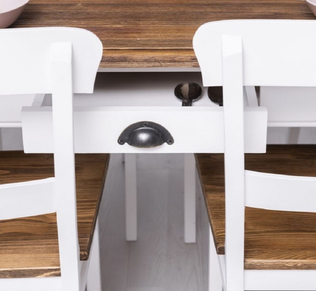 Casa Padrino set di mobili per sala da pranzo in stile country bianco /  marrone - 1 Tavolo