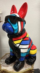 Casa Padrino Luxus XXL Deko Skulptur Hund Bulldogge Mehrfarbig / Schwarz H.  80 cm - Große Deko Figur - XXL Deko Figur