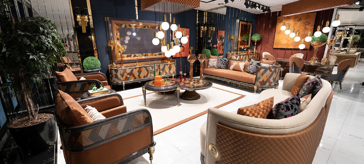 Casa Padrino ensemble de meuble TV Art Déco de luxe multicolore / marron /  gris / or - Buffet de