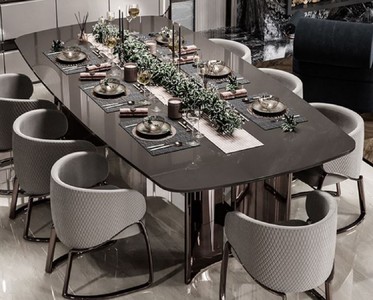 Casa Padrino tavolo da pranzo di lusso grigio / bronzo 240,5 x 112 x A. 76  cm - Tavolo da cucina rettangolare di lusso - Mobili per sala da pranzo - Mobili  di lusso