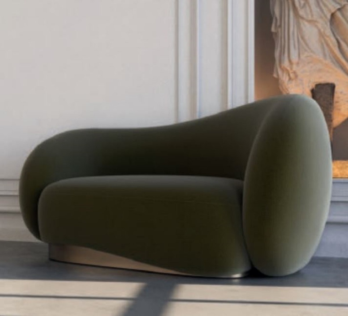 Casa Padrino poltrona girevole di lusso verde pistacchio / ottone 90 x 80 x  H. 80 cm - Poltrona da Salotto in Velluto - Mobili di Lusso