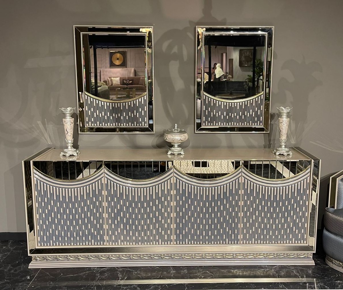 Cream deals mirrored sideboard