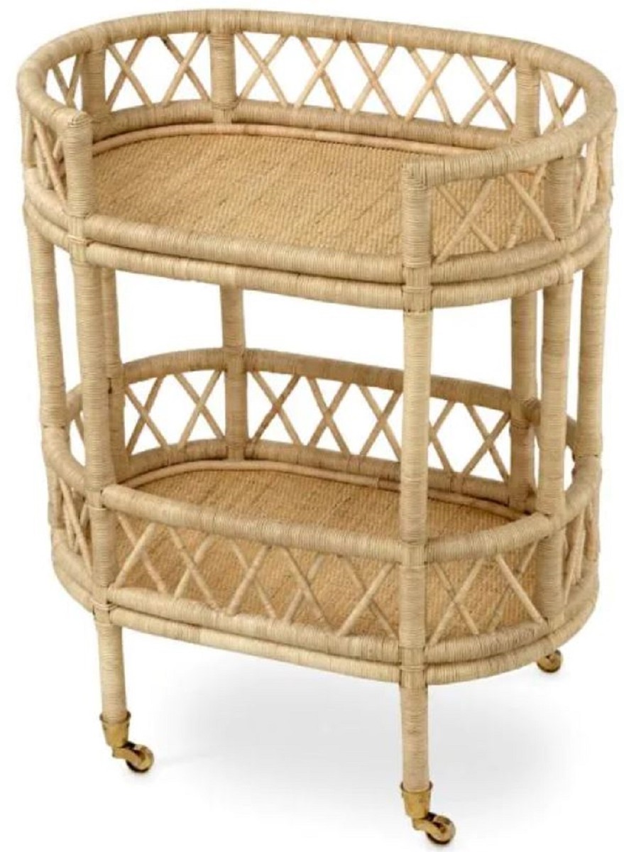 Casa Padrino luxury rattan serving trolley natural 70 x 44 x H. 88 cm